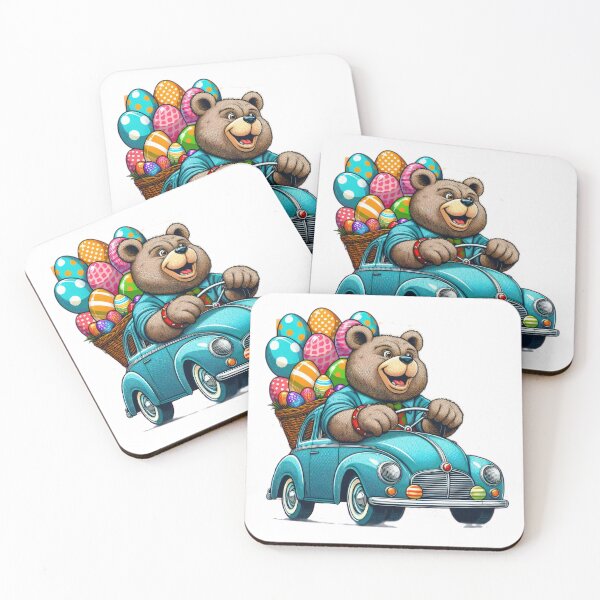 Item preview, bear drives a blue car Easter Funny animals designed and sold by Expressions-Sel.