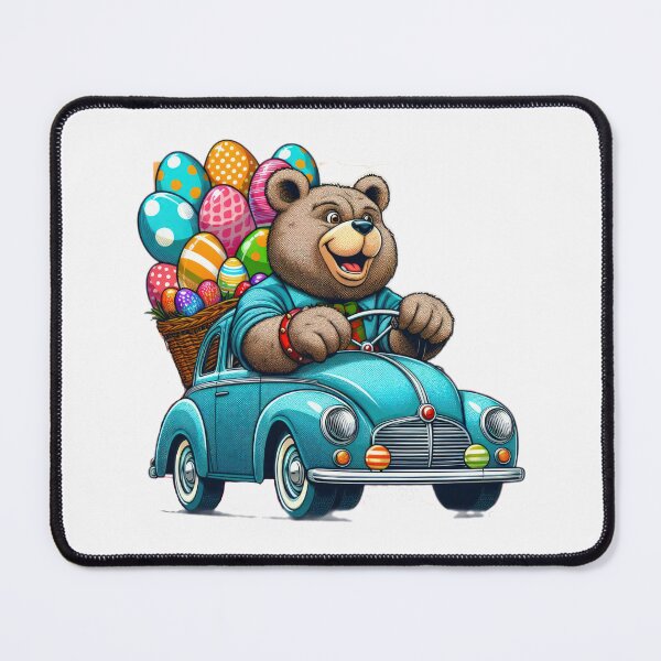 Item preview, bear drives a blue car Easter Funny animals designed and sold by Expressions-Sel.