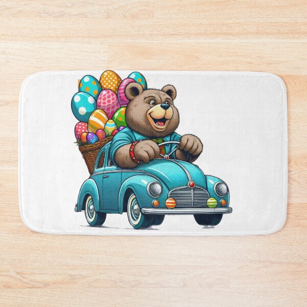 Item preview, bear drives a blue car Easter Funny animals designed and sold by Expressions-Sel.
