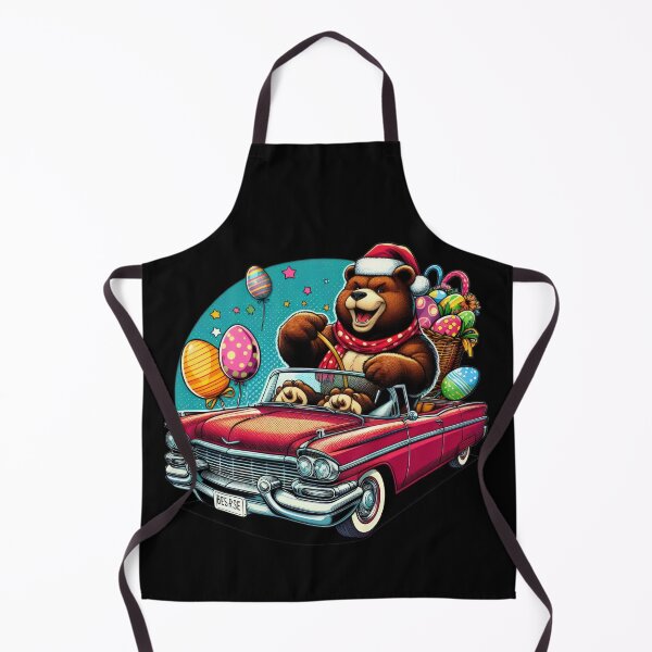 Item preview,  bear drives a Red car Easter Funny animals designed and sold by Expressions-Sel.