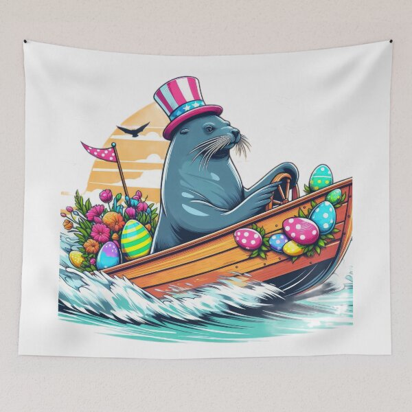 Item preview, sea lion with boat Easter Funny animals designed and sold by Expressions-Sel.