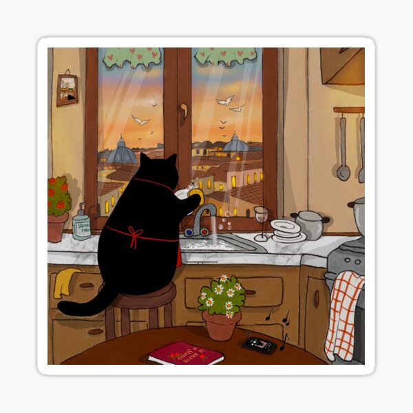Item preview, Stanis Washing the Dishes designed and sold by Stanis the Cat.