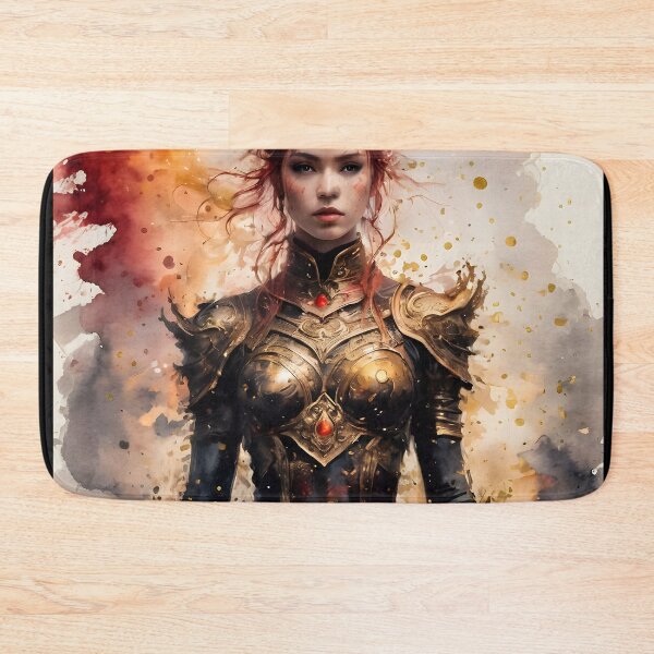 Item preview, Female Warrior in Golden Armored - Ink Illustration designed and sold by ByteyCreatives.