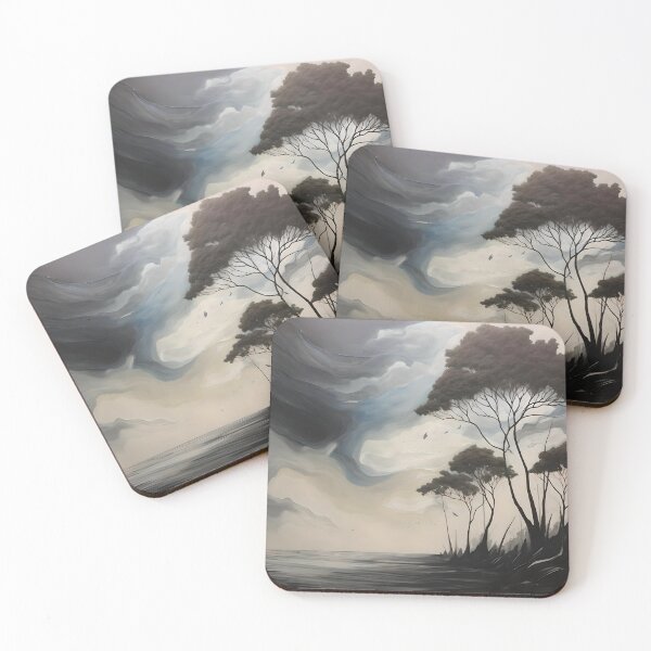 Item preview, Tranquil Solitude: Monochrome Acrylic Abstract Art designed and sold by ShadeScapeArt.