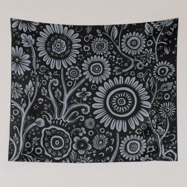 Item preview, PATTERN 2 - GRAY FOLWERS,BLACK BACKGROUND designed and sold by JarredDoll.