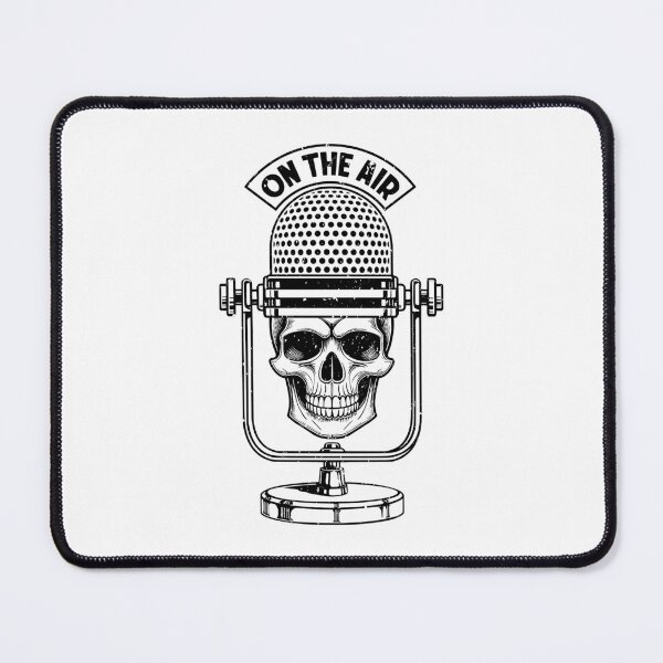 Item preview, On The Air Podcast Microphone Skull True Crime Podcaster designed and sold by GrandeDuc.