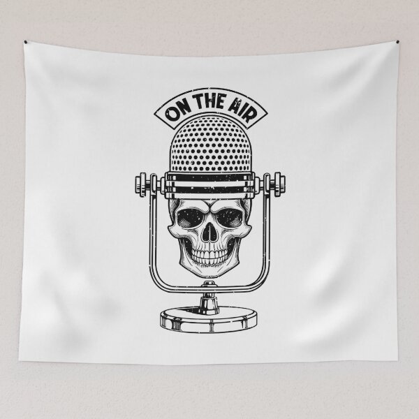 Item preview, On The Air Podcast Microphone Skull True Crime Podcaster designed and sold by GrandeDuc.
