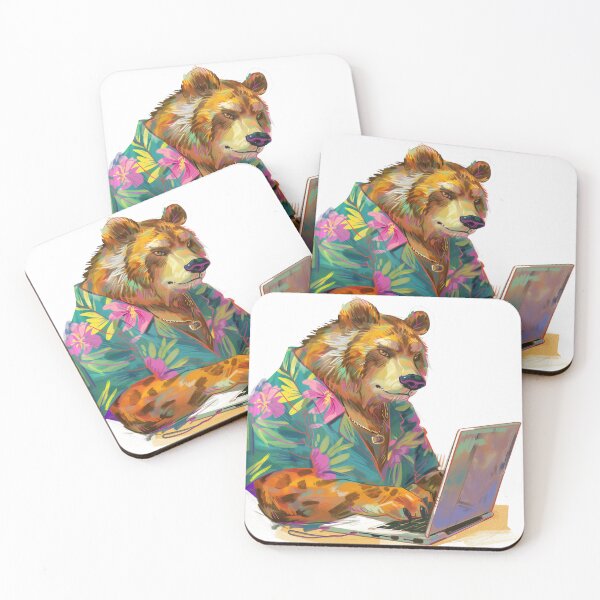 Item preview, Tech-Savvy Bear in Tropical Wear designed and sold by palmyst.