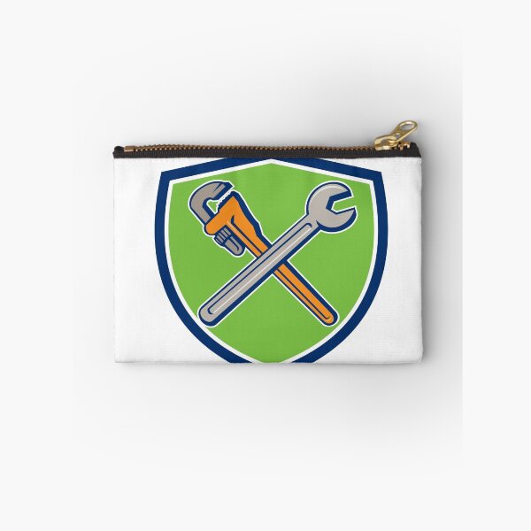Item preview, Spanner Monkey Wrench Crossed Crest Cartoon designed and sold by patrimonio.