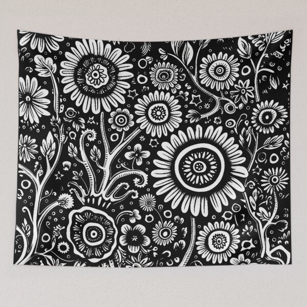 Item preview, PATTERN 2 - WHITE FOLWERS,BLACK BACKGROUND designed and sold by JarredDoll.