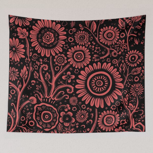 Item preview, PATTERN 2 - RED FOLWERS,BLACK BACKGROUND designed and sold by JarredDoll.