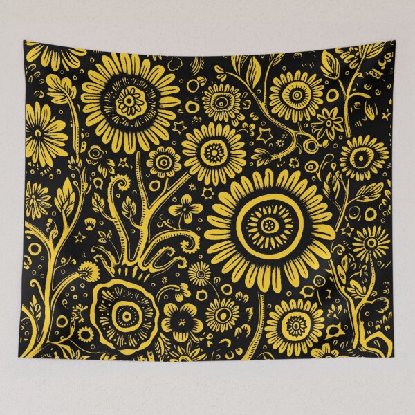 Item preview, PATTERN 2 - YELLOW FOLWERS,BLACK BACKGROUND designed and sold by JarredDoll.