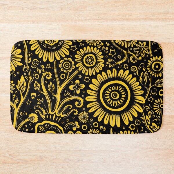 Item preview, PATTERN 2 - YELLOW FOLWERS,BLACK BACKGROUND designed and sold by JarredDoll.