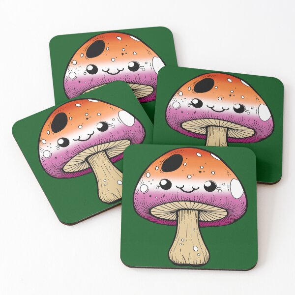 Item preview, Cute Lesbian Pride Flag Mushroom, Kawaii Lesbian Mushroom Design designed and sold by Travelslightly.