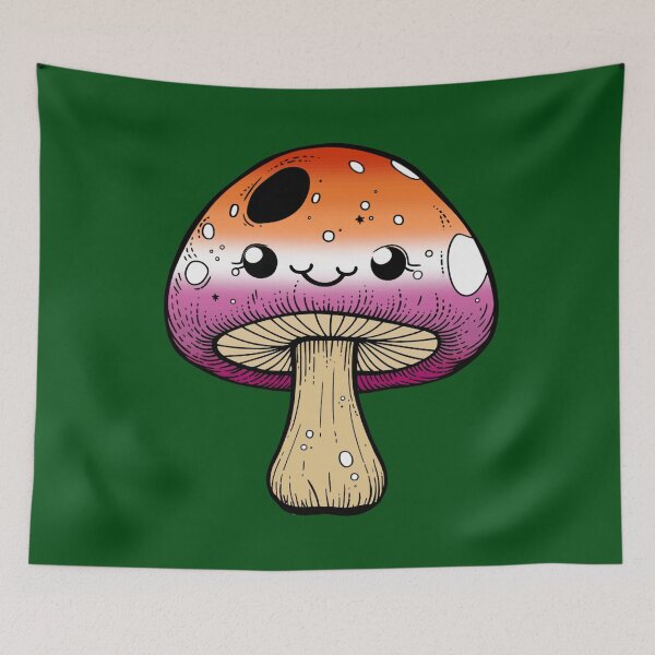Item preview, Cute Lesbian Pride Flag Mushroom, Kawaii Lesbian Mushroom Design designed and sold by Travelslightly.