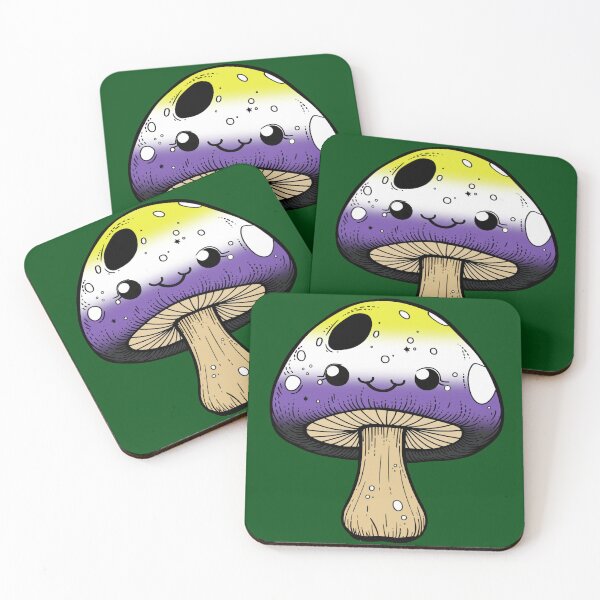 Item preview, Cute Nonbinary Pride Flag Mushroom, Kawaii Nonbinary Mushroom Design designed and sold by Travelslightly.