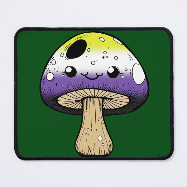 Item preview, Cute Nonbinary Pride Flag Mushroom, Kawaii Nonbinary Mushroom Design designed and sold by Travelslightly.