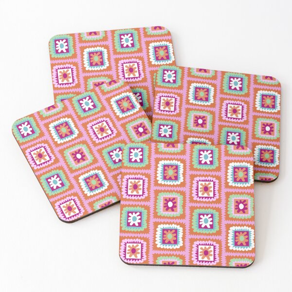 Item preview, Checkerboard Playful abstract shapes, pink, green, orange, cream designed and sold by naomibroudo.