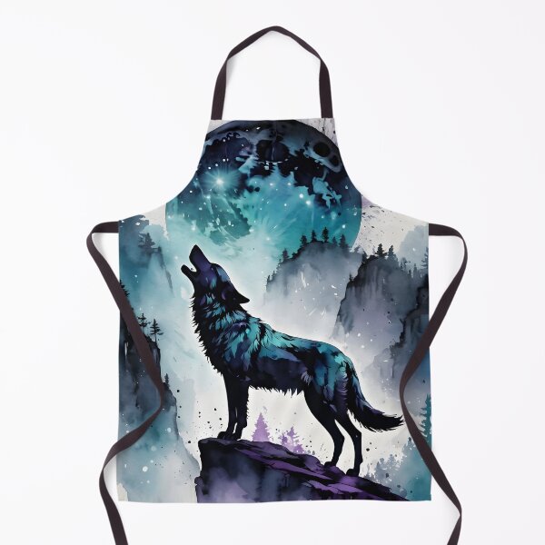 Item preview, Howling Wolf Ink Art on Moonlit Forest designed and sold by ByteyCreatives.