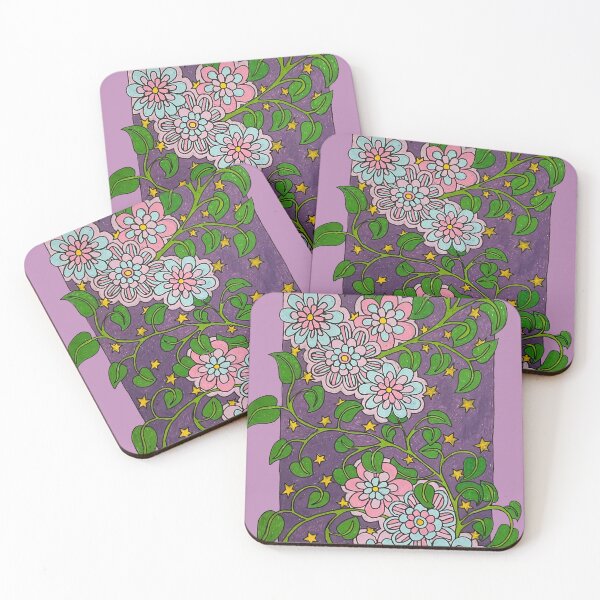 Item preview, Blue Pink Flowers Green Leaves designed and sold by Fransyn.