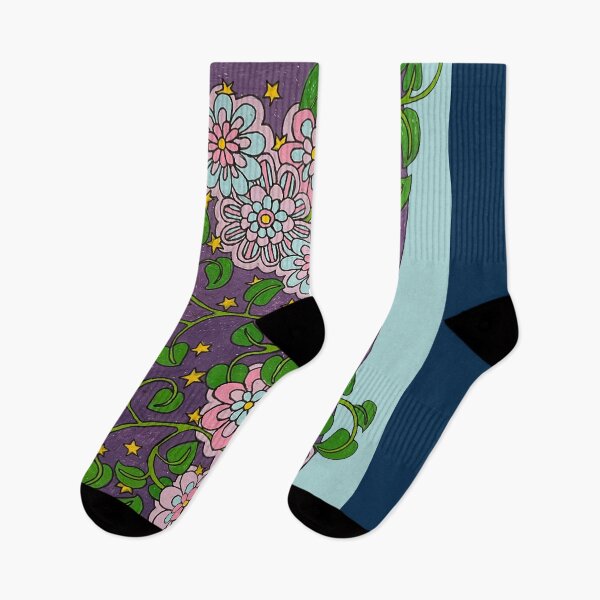 Item preview, Blue Pink Flowers Green Leaves designed and sold by Fransyn.