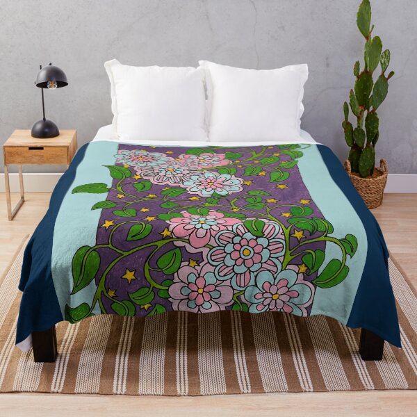 Item preview, Blue Pink Flowers Green Leaves designed and sold by Fransyn.