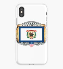 West Virginia Art Deco Design with Flag iPhone Case/Skin