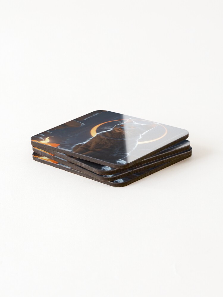 Thumbnail 4 of 5, Coasters (Set of 4), Cat Ritual 2 designed and sold by dcroucher.