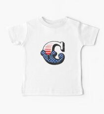 C RETRO STYLE CAPITAL LETTER INITIAL T-SHIRT CLASSIC VINTAGE DISTRESSED STARS AND STRIPES AMERICAN USA FLAG AMERICA 4th JULY FONT LOGO TYPEFACE LETTERING TYPOGRAPHY MONOGRAM TEE Baby Tee