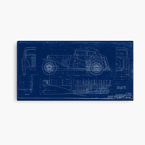 MG TC Blueprint Diagram Canvas Print