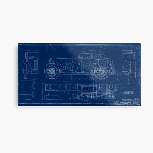 MG TC Blueprint Diagram Metal Print
