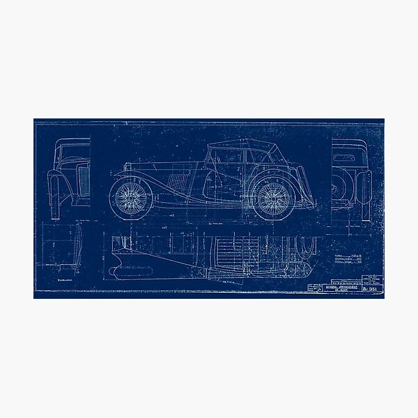 MG TC Blueprint Diagram Photographic Print