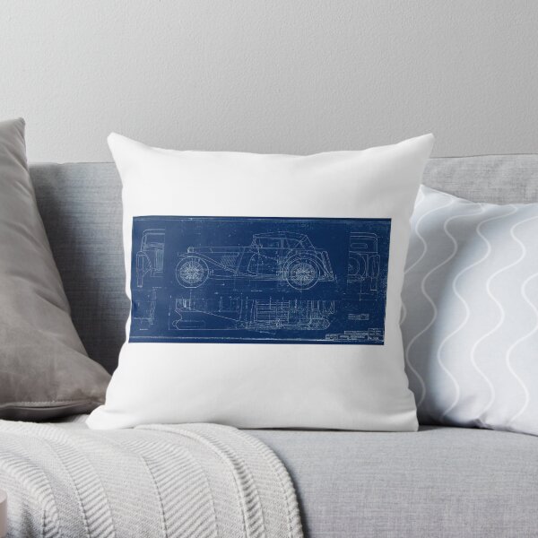 MG TC Blueprint Diagram Throw Pillow