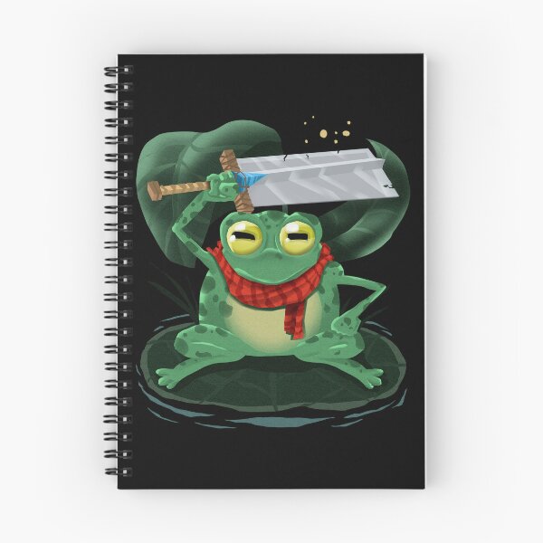 Item preview, Frog with warrior sword, in marsh lake, with red scarf, green leaves designed and sold by artssoul-studio.