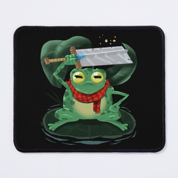 Item preview, Frog with warrior sword, in marsh lake, with red scarf, green leaves designed and sold by artssoul-studio.