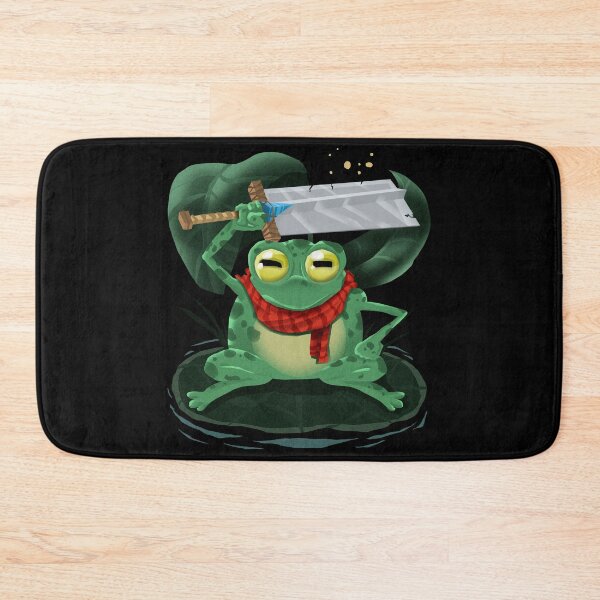 Item preview, Frog with warrior sword, in marsh lake, with red scarf, green leaves designed and sold by artssoul-studio.