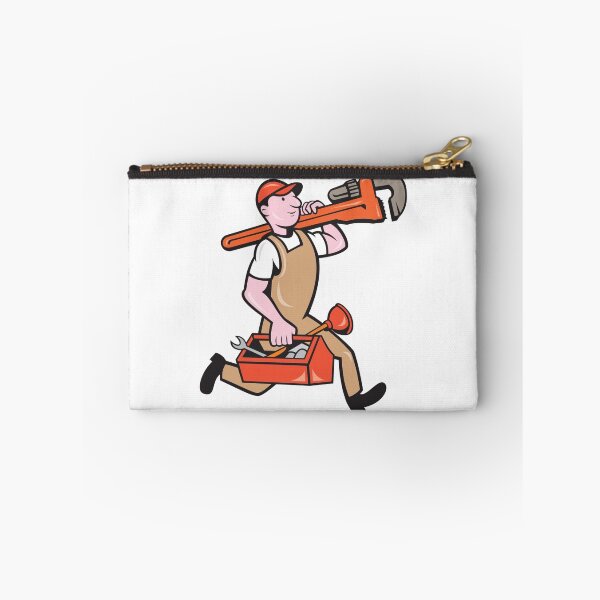Item preview, Plumber Carrying Monkey Wrench Toolbox Running designed and sold by patrimonio.