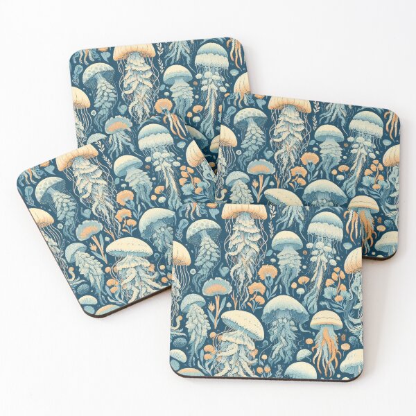 Item preview, Jellyfishes in Their Natural Habitat - Detailed Pattern Design in Battery Charged Blue designed and sold by EcoArtShop.