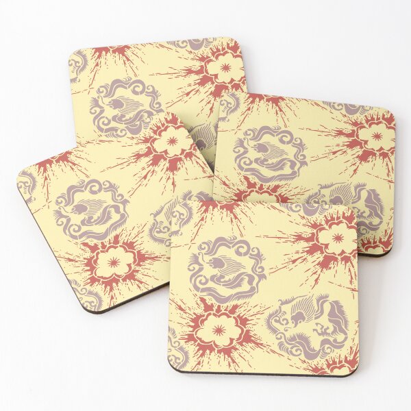 Item preview, Dragons and splattering cherry blossoms - Japanese seamless vintage pattern, design for spring and o-hanami time designed and sold by Japan Design Prints.