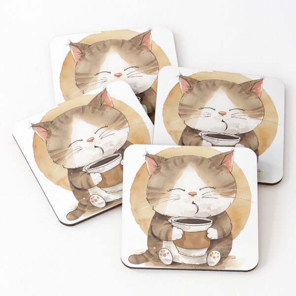 Item preview, cat drinking coffee designed and sold by adoxo.