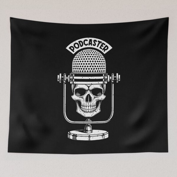 Item preview, Podcaster Gothic Voice Podcast Microphone Skull True Crime designed and sold by GrandeDuc.