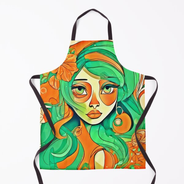 Item preview, Orange & Greenish Girl Face designed and sold by Health And Fitness Posts e-Store.
