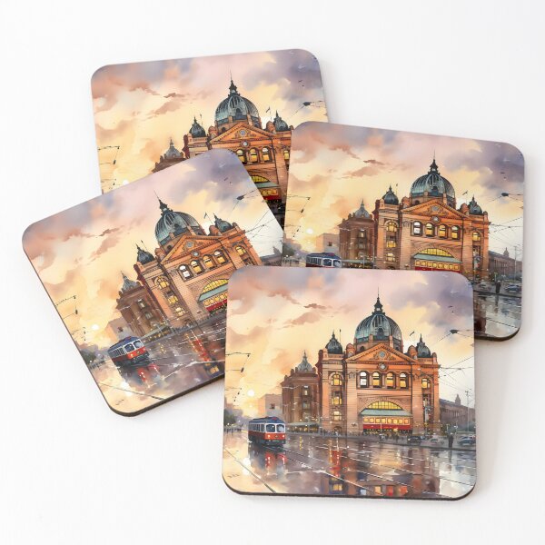 Item preview, Melbourne Flinders Street station, watercolor painting, city landscape, Melbourne souvenir, Australia cityscape, Australia travel designed and sold by SpettacolArte.