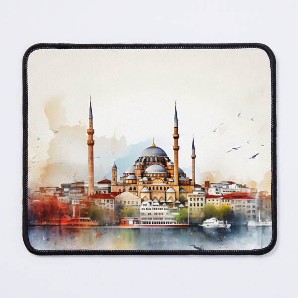 Item preview, Istanbul skyline, watercolor painting, city landscape, Istanbul souvenir, Turkish cityscape, Turkey travel designed and sold by SpettacolArte.