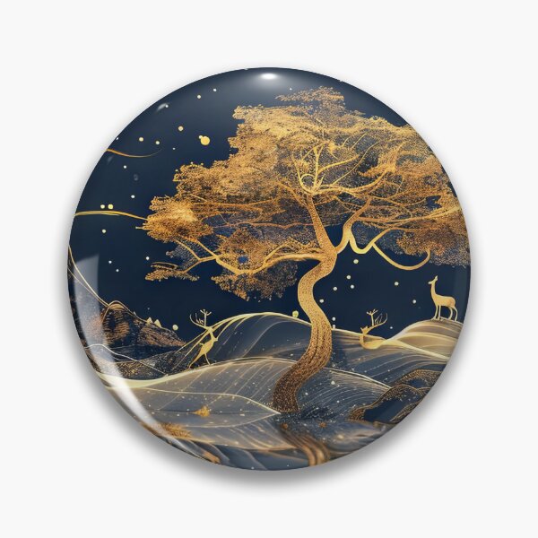 Artikelvorschau, Dunkelblaue und goldene Landschaft entworfen und verkauft von OccultDreams.