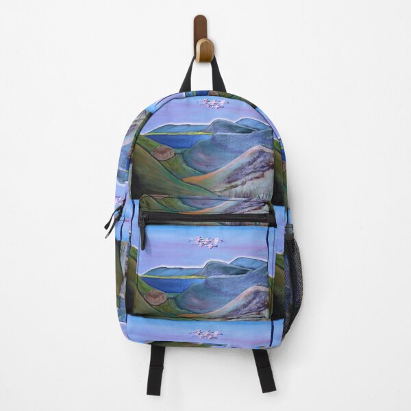 Item preview, Rugged landscapes with Flamingos flying in the Sky designed and sold by annenambiro.