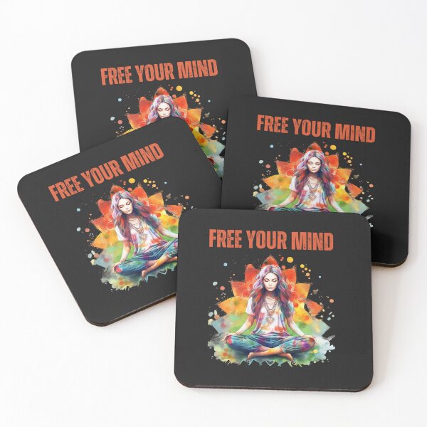 Item preview, Retro Watercolor Free Your Mind Yoga Pose designed and sold by AlienOccupation.