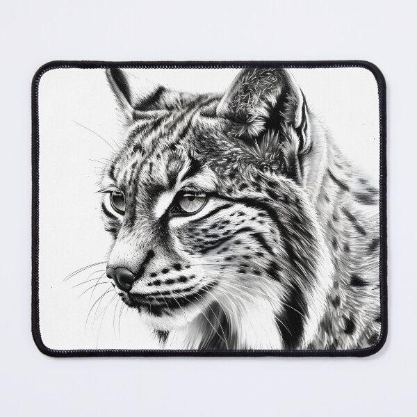 Item preview, Black and white pencil drawing of a lynx  designed and sold by Pencil-Art.