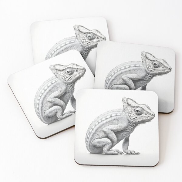Item preview, Black and white Chameleon pencil drawing designed and sold by Pencil-Art.