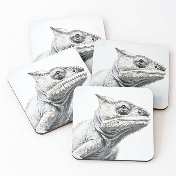 Item preview, Black and white Chameleon pencil drawing designed and sold by Pencil-Art.